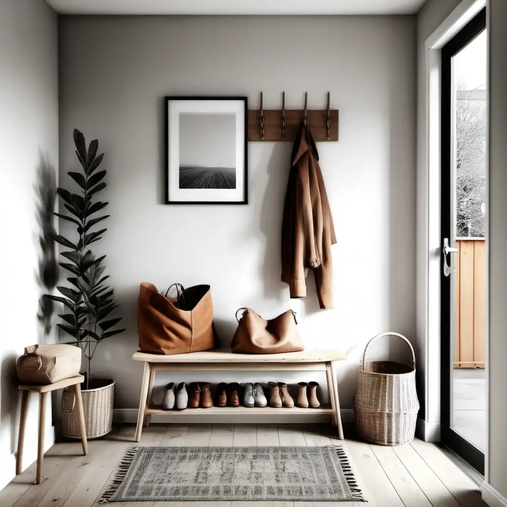 Cozy Scandinavian Entryway Decor with Warm Tones and Natural Elements