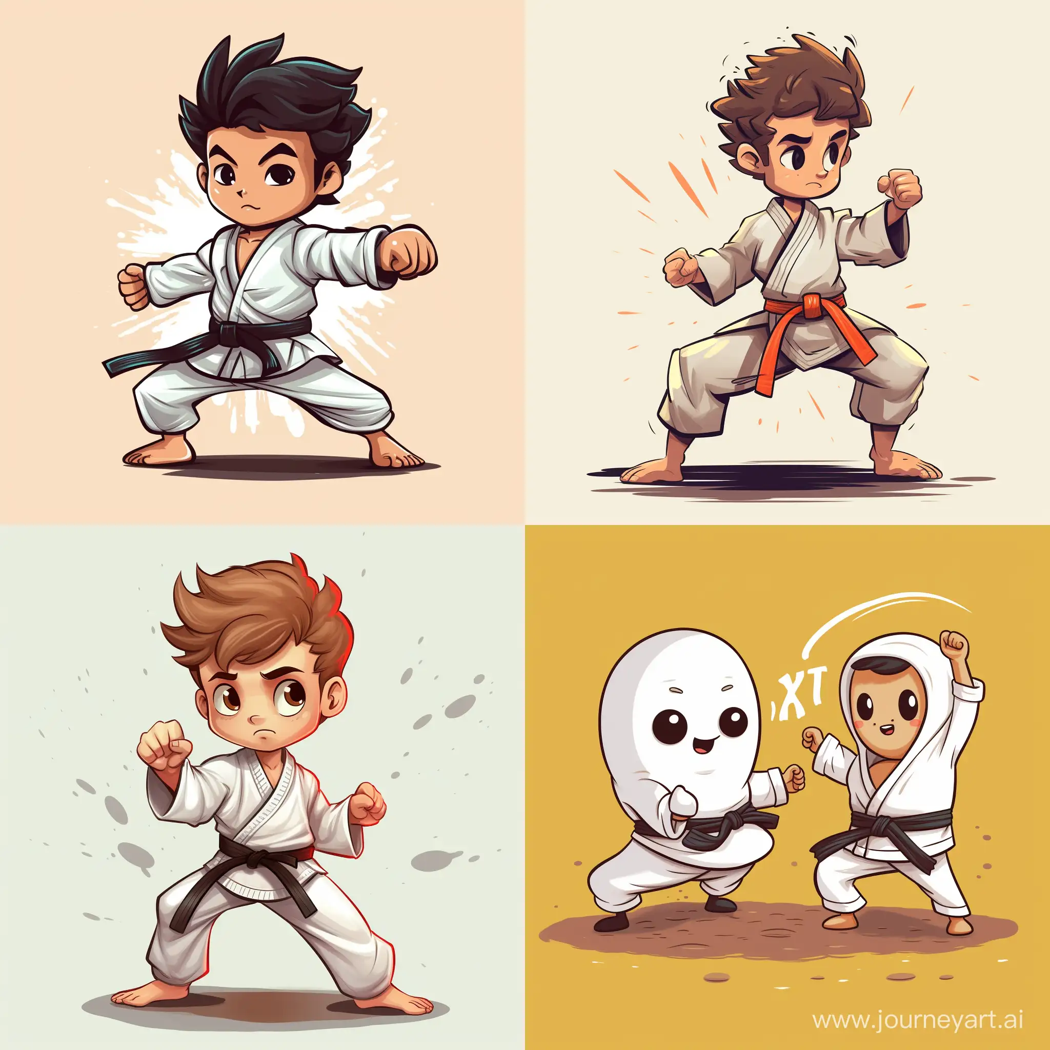 karate,  in cartoon style