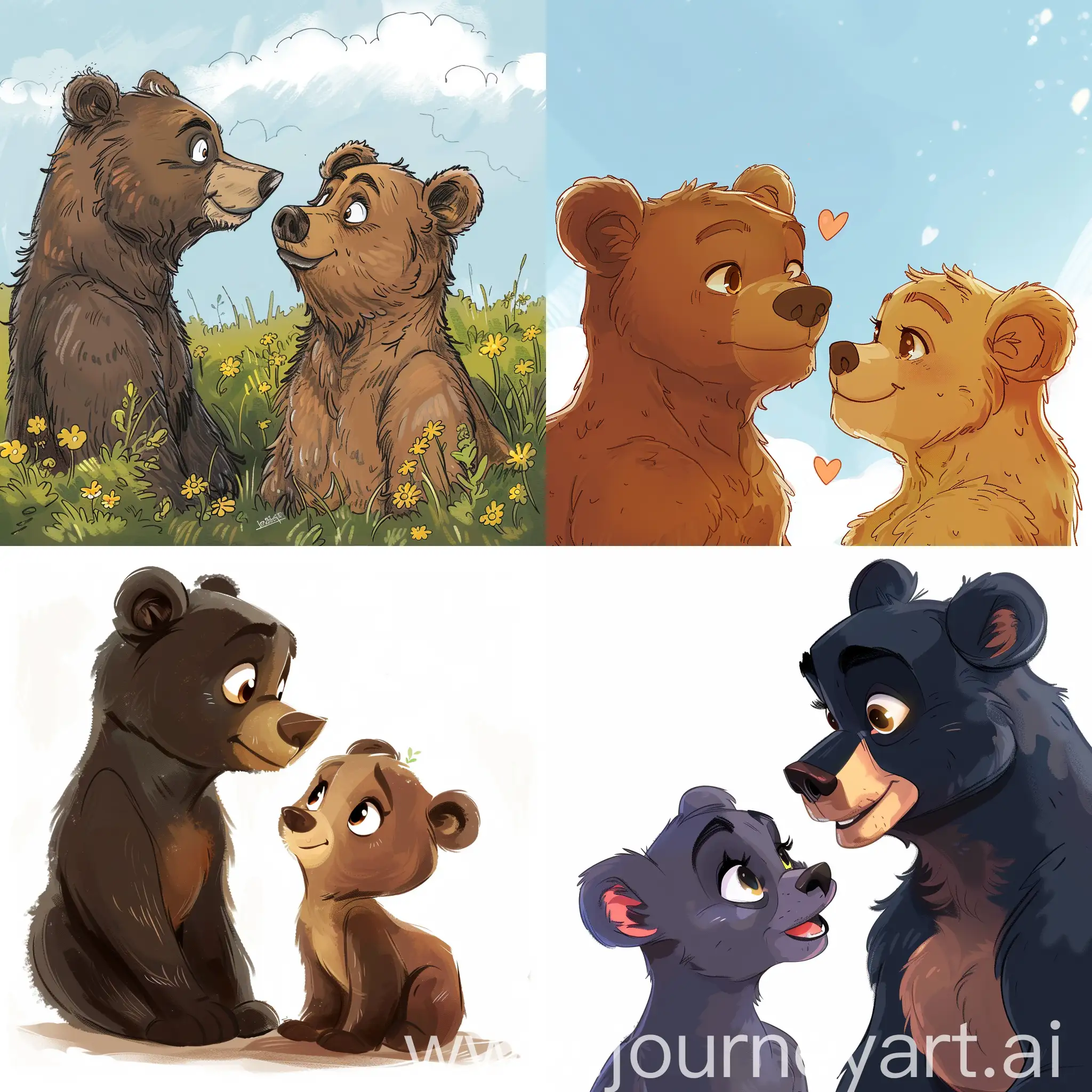 Adorable-Cartoon-Bears-Sharing-Loving-Gaze