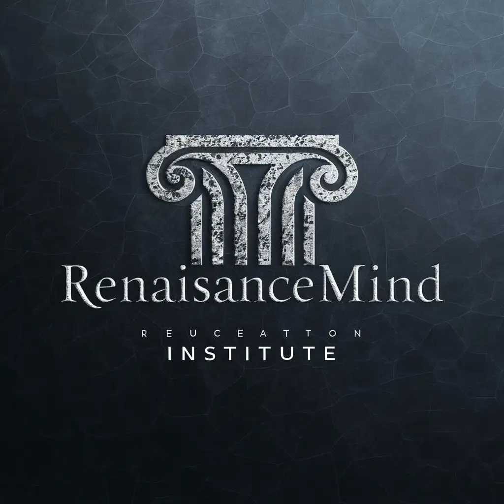 logo, Corinthian column, with the text "RenaissanceMind Institute", typography, be used in Education industry