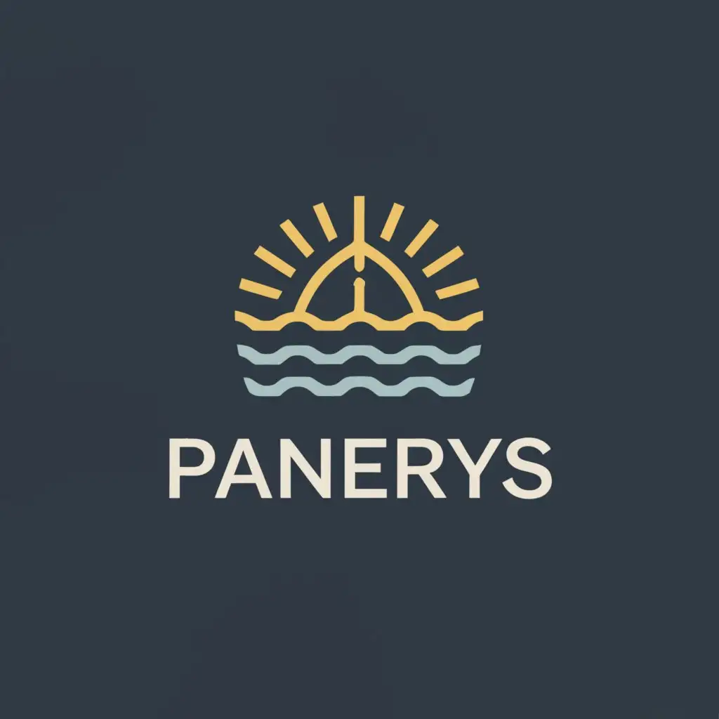 a logo design,with the text "Panerys", main symbol:the boat, the sun,Moderate,be used in Education industry,clear background