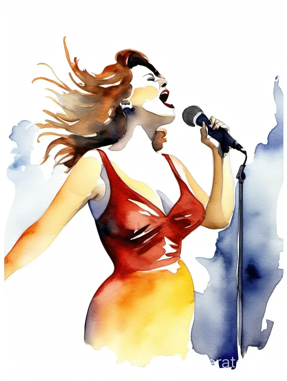 Voluptuous-Woman-Performing-on-Stage-Vibrant-Watercolor-Art