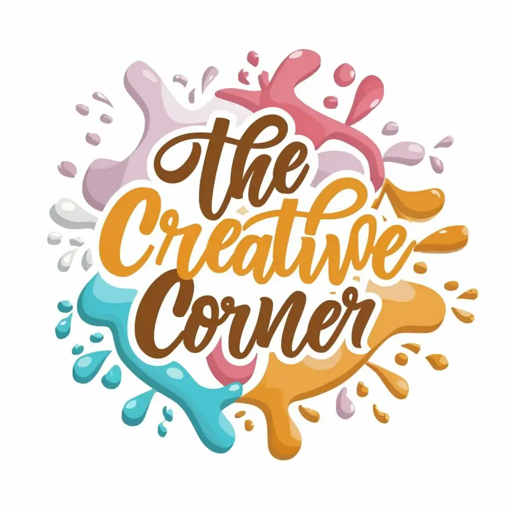 logo, coffee shop colorful paint, with the text "The Creative Corner", typography