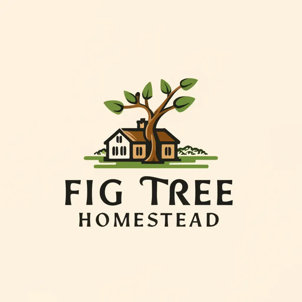 a logo design,with the text 'Fig Tree Homestead', main symbol:Fig Tree and Homestead,Moderate,clear background