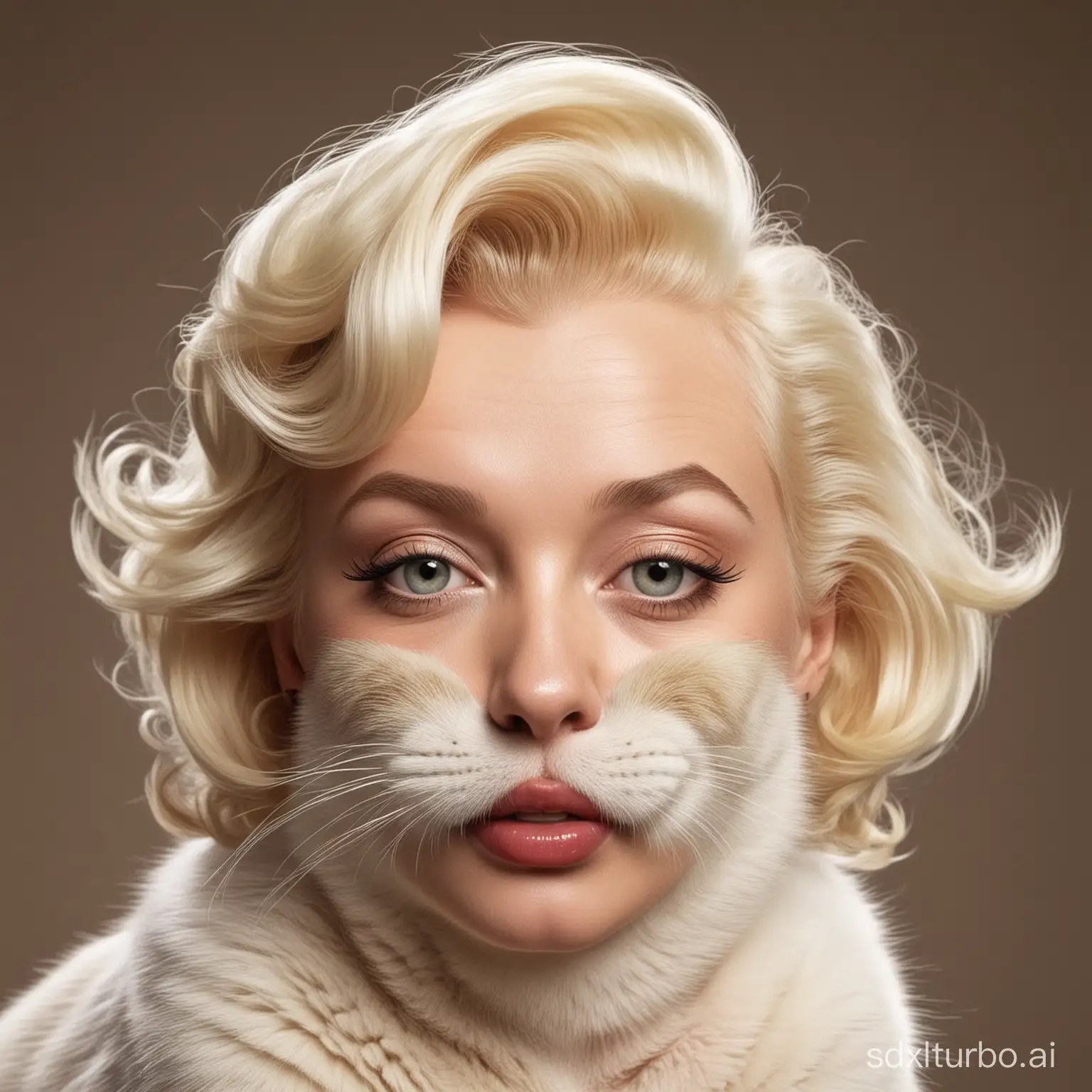 Marilyn Monroe's face turned into a cat