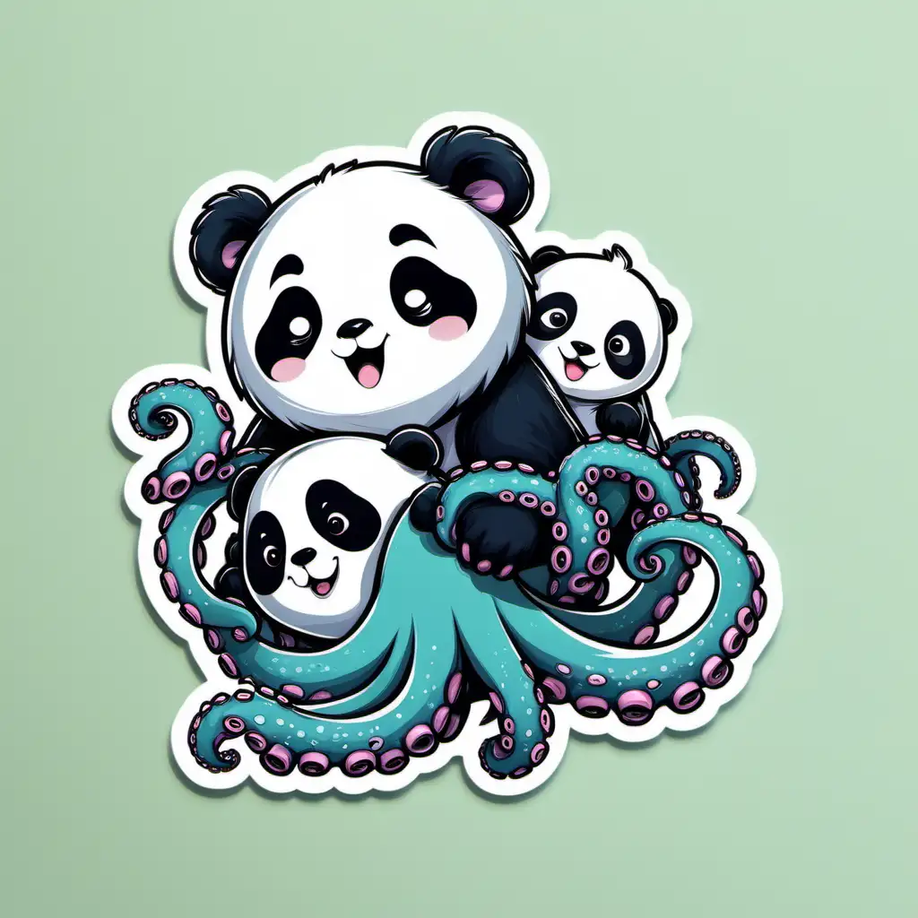 Cute Animal Sticker Set with Octopus and Panda Designs