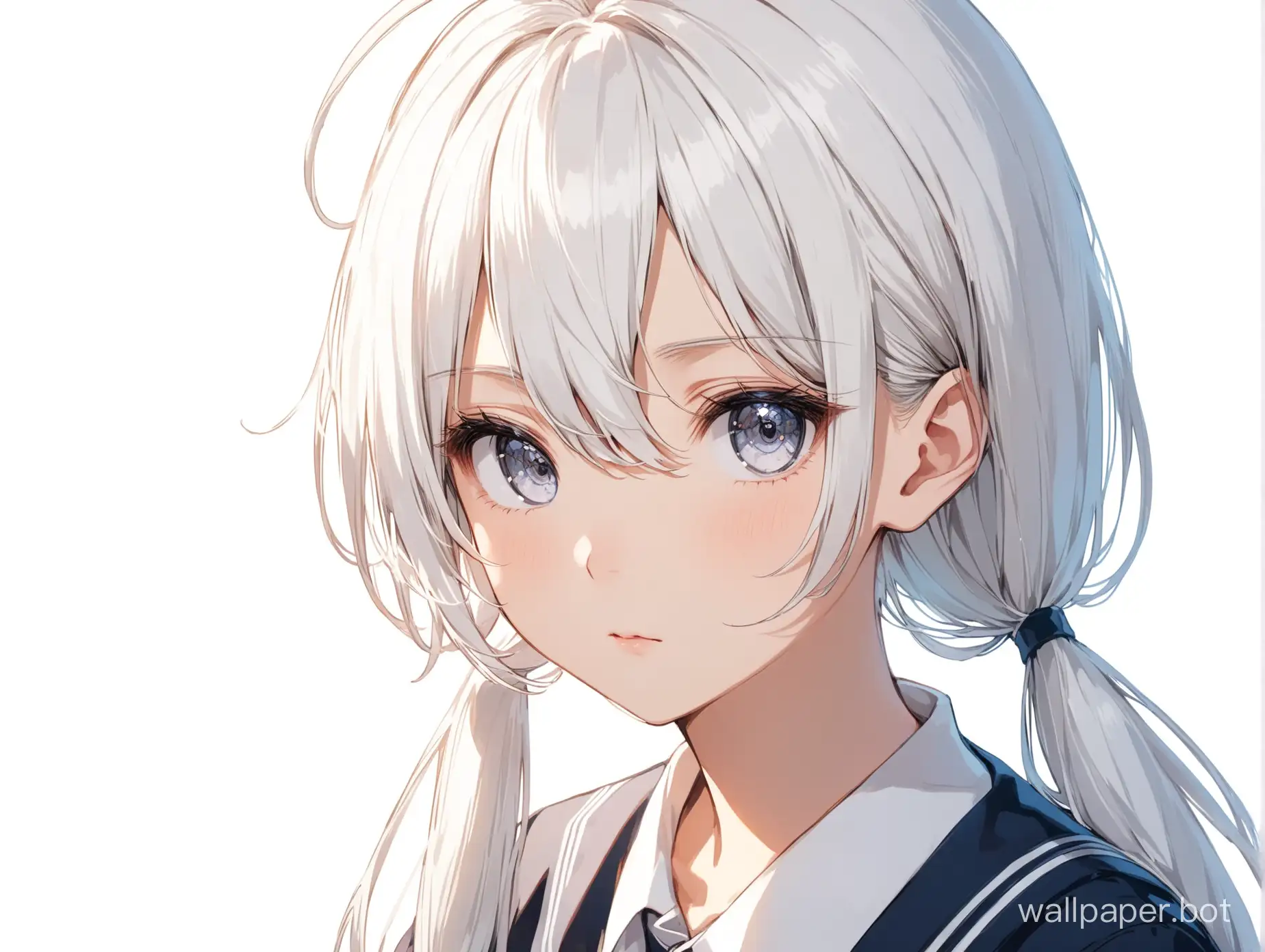 Beautiful-Girl-Portrait-Delicate-WhiteHaired-Girl-in-School-Uniform