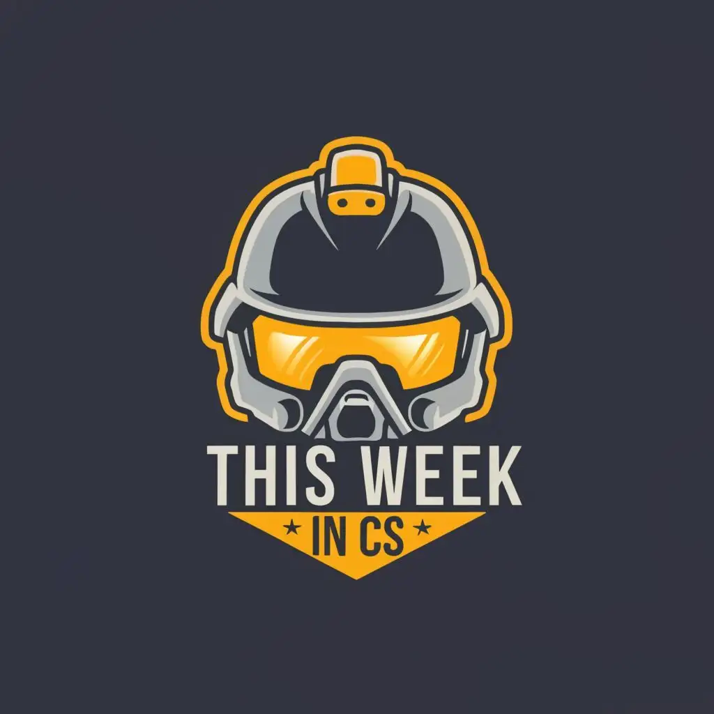 logo, SWAT Helmet, with the text "This Week In CS", typography, be used in Entertainment industry