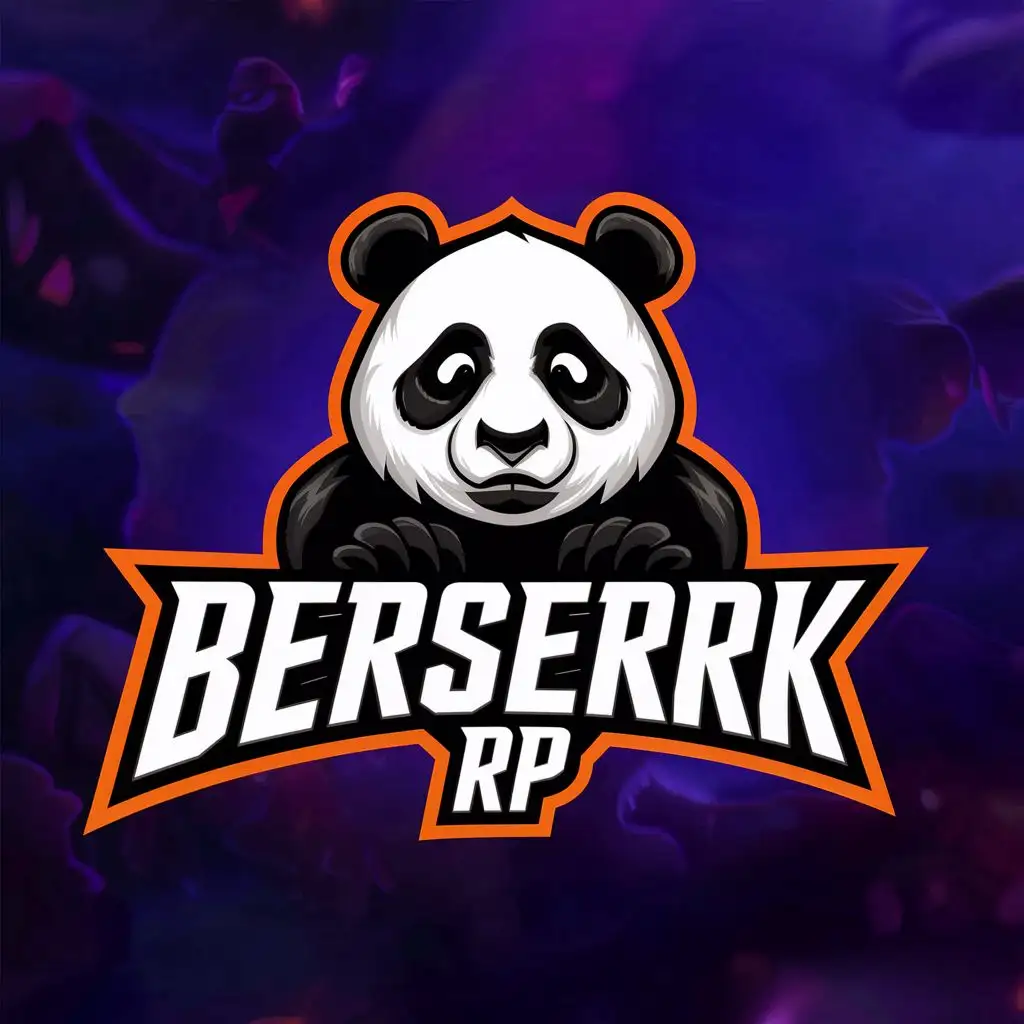 logo, panda, with the text "berserk RP", typography, be used in Entertainment industry