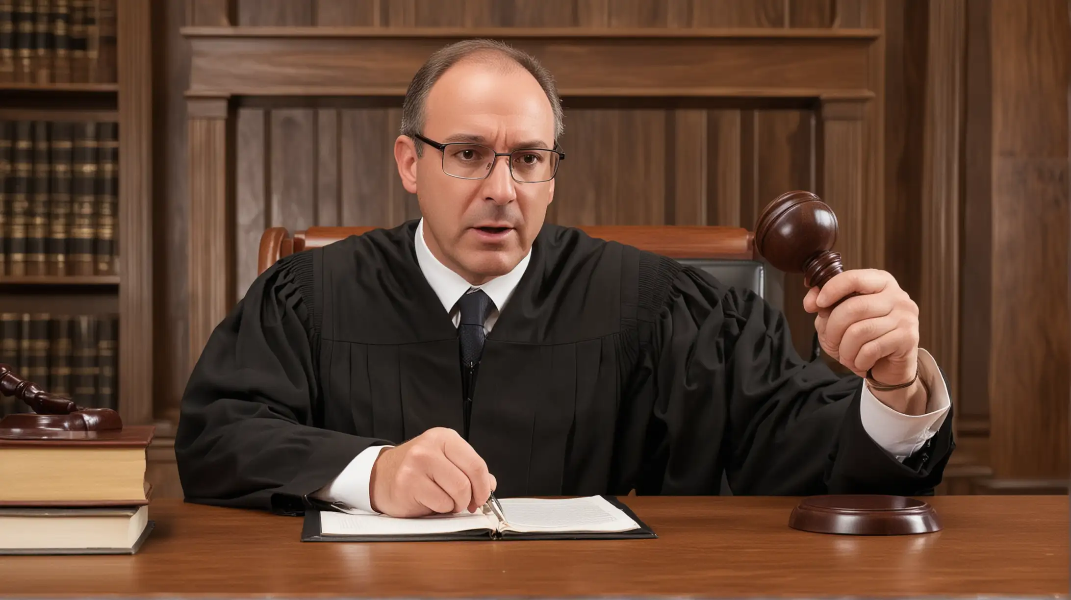 imagen de un juez dictando sentencia con su martillo en un juicio