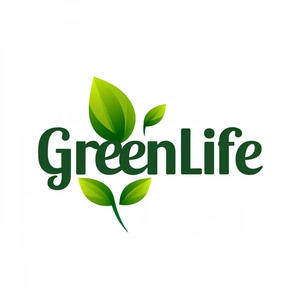 a logo design,with the text "GREENLIFE", main symbol:leaf,Moderate,be used in Home Family industry,clear background