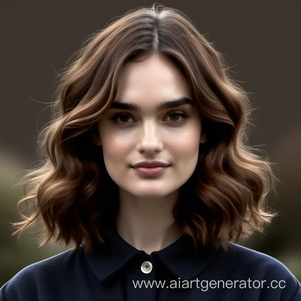 lily james with brown hair and tom hughes cartoon style