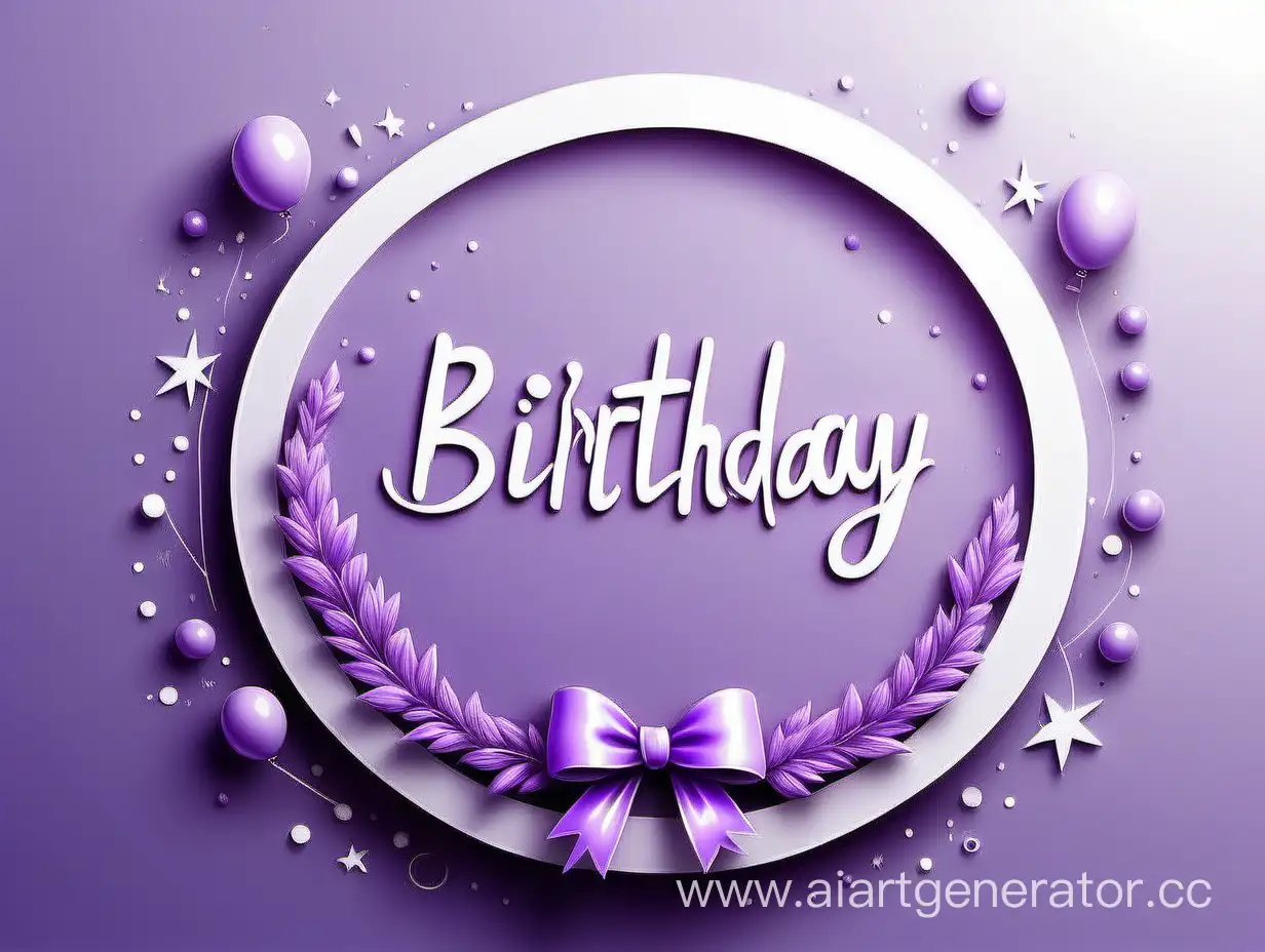 поздравительная картинка с днем рождения в светло-бело-фиолетовых тонах. В углу нарисовать отдельно белый круг для того чтобы ставить логотип. А также должно быть место для поздравления 