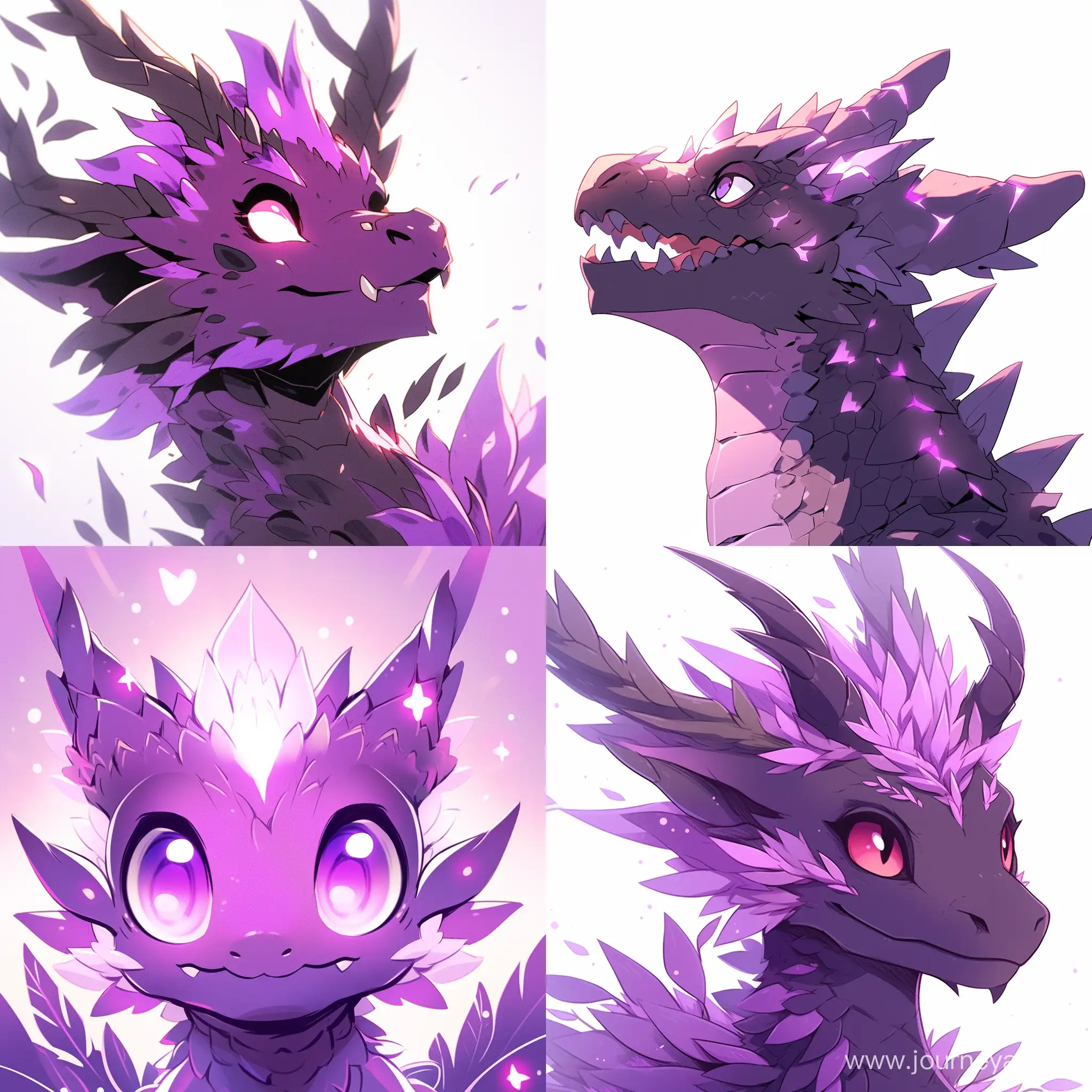 purple anthropomorph dragon with 2 horns and good smiling and glossy skin, stylized like ovopack draw style --s 200 --niji 5
