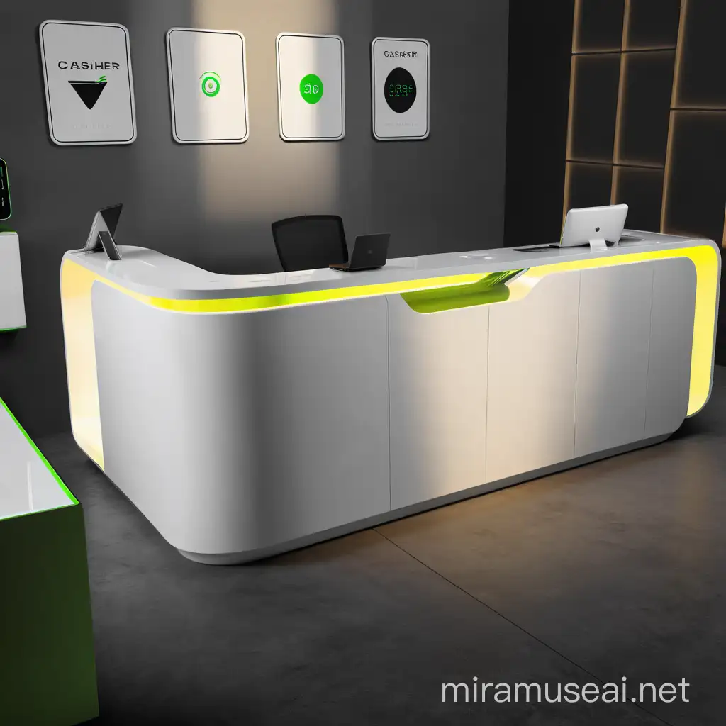 Futuristic Cashier Desk in a Technologically Advanced Retail Environment