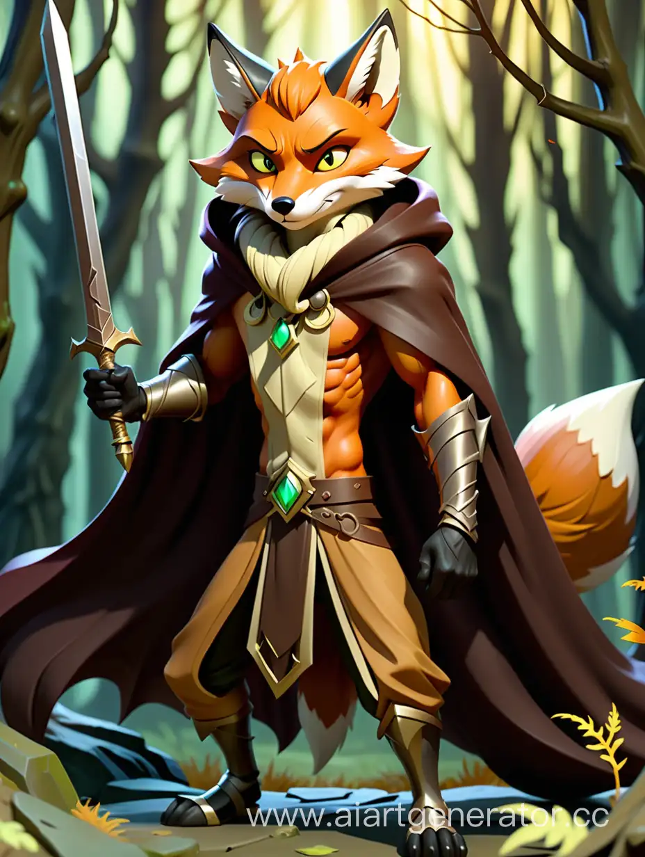 Sinister-BrownFurred-Fox-Villain-Wielding-Persian-Swords-in-Mystical-Forest