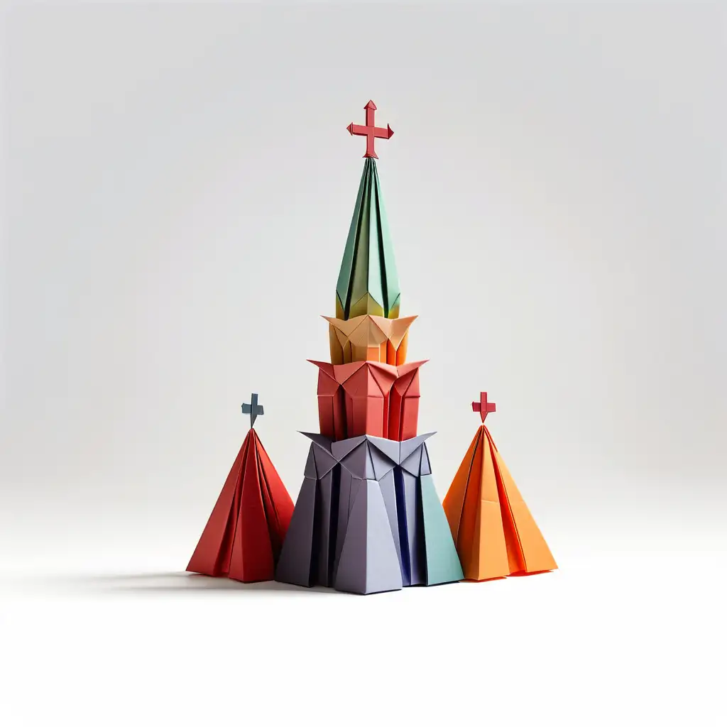 Colorful-Origami-Roman-Catholic-Tower-Logo