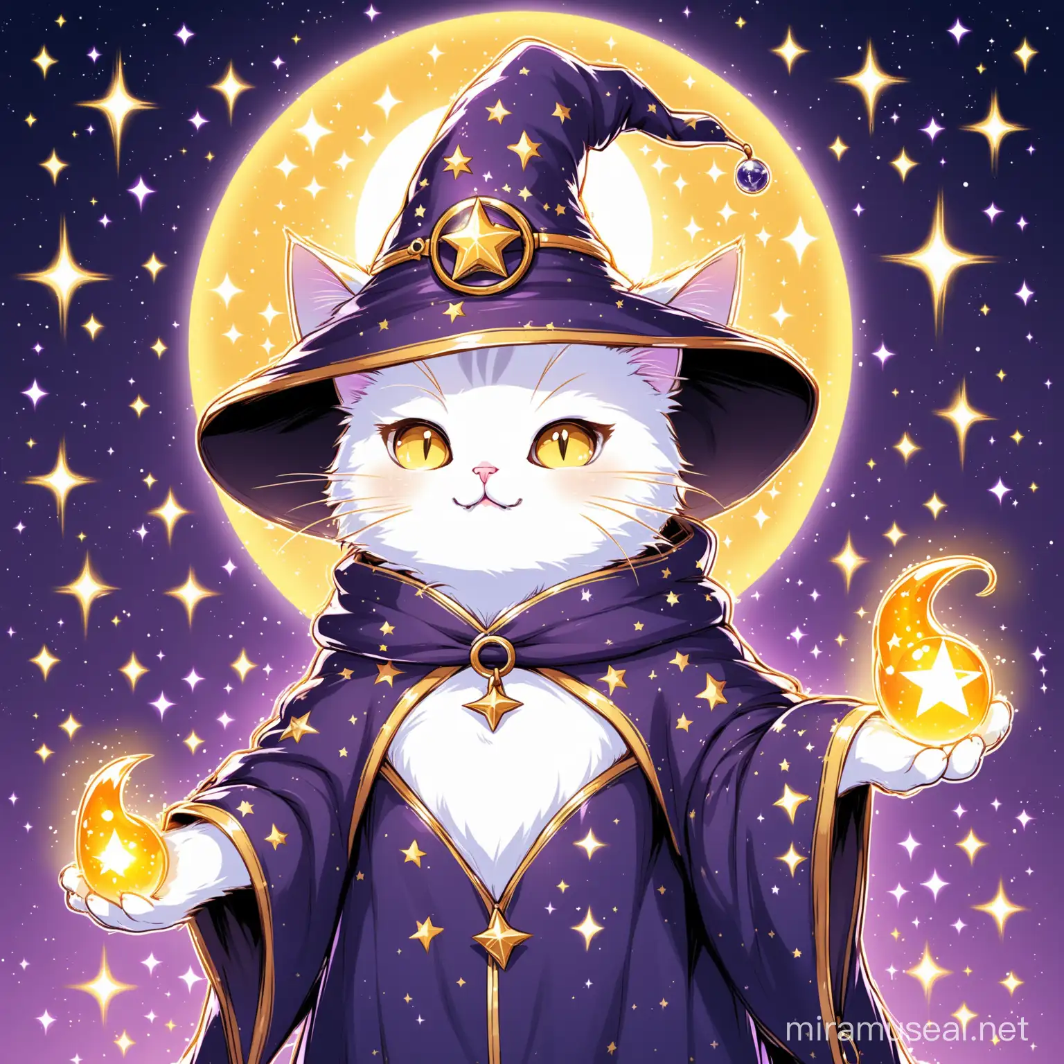 Magical Cat Wizard Conjuring Enchantment