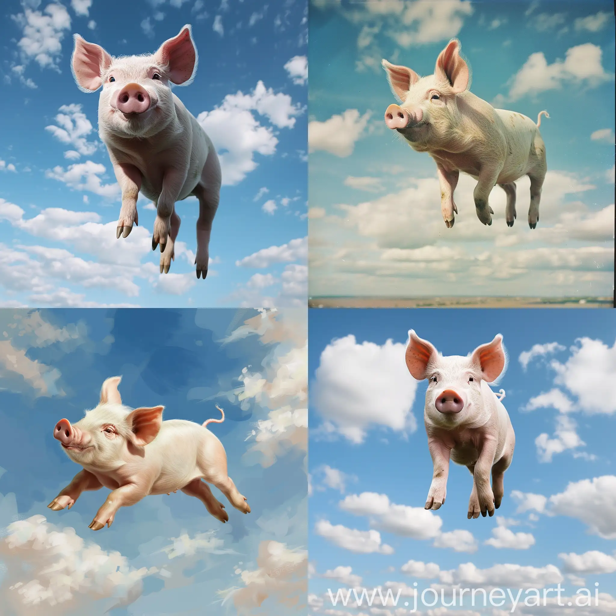 一只猪在天上飞