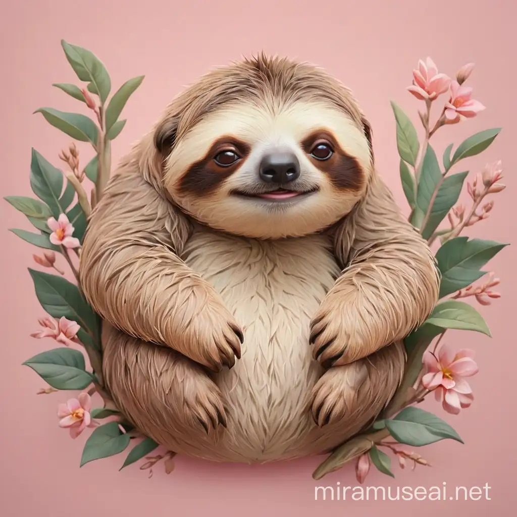 cute and sleepy sloth in pastel colors with a pink background in a seamless pattern --tile--
