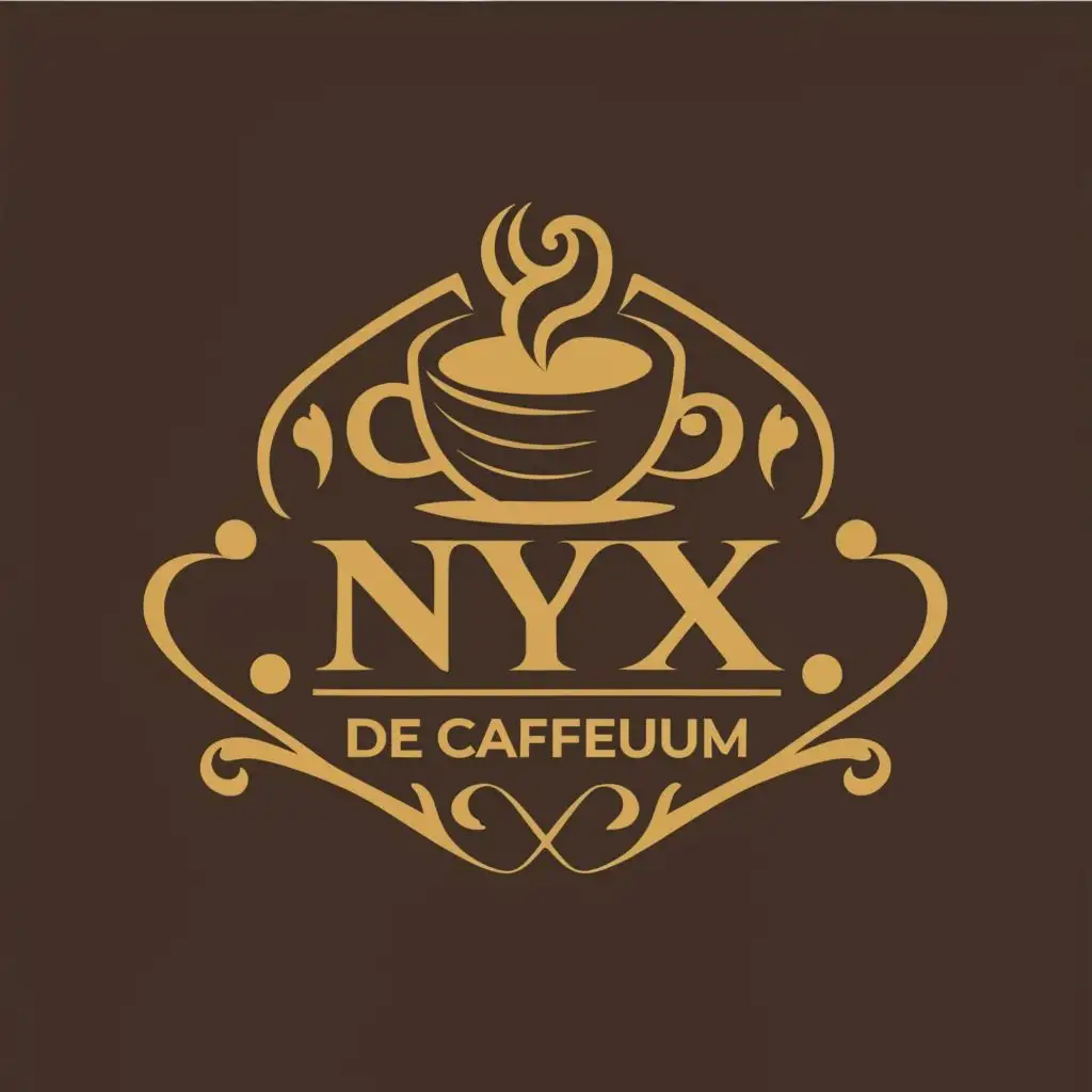 LOGO-Design-For-Nyx-De-Caffeum-Sophisticated-Brown-Coffee-Theme-with-Elegant-Typography