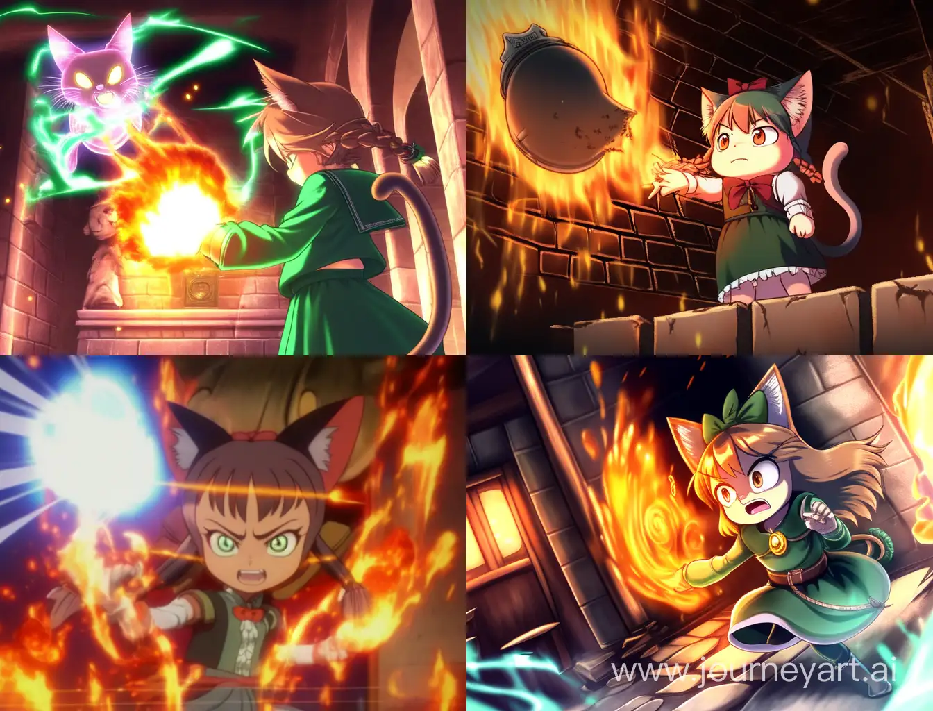 Courageous-Witch-Neko-Girl-Defends-Green-Village-from-Tsunami-with-Flame-Wall