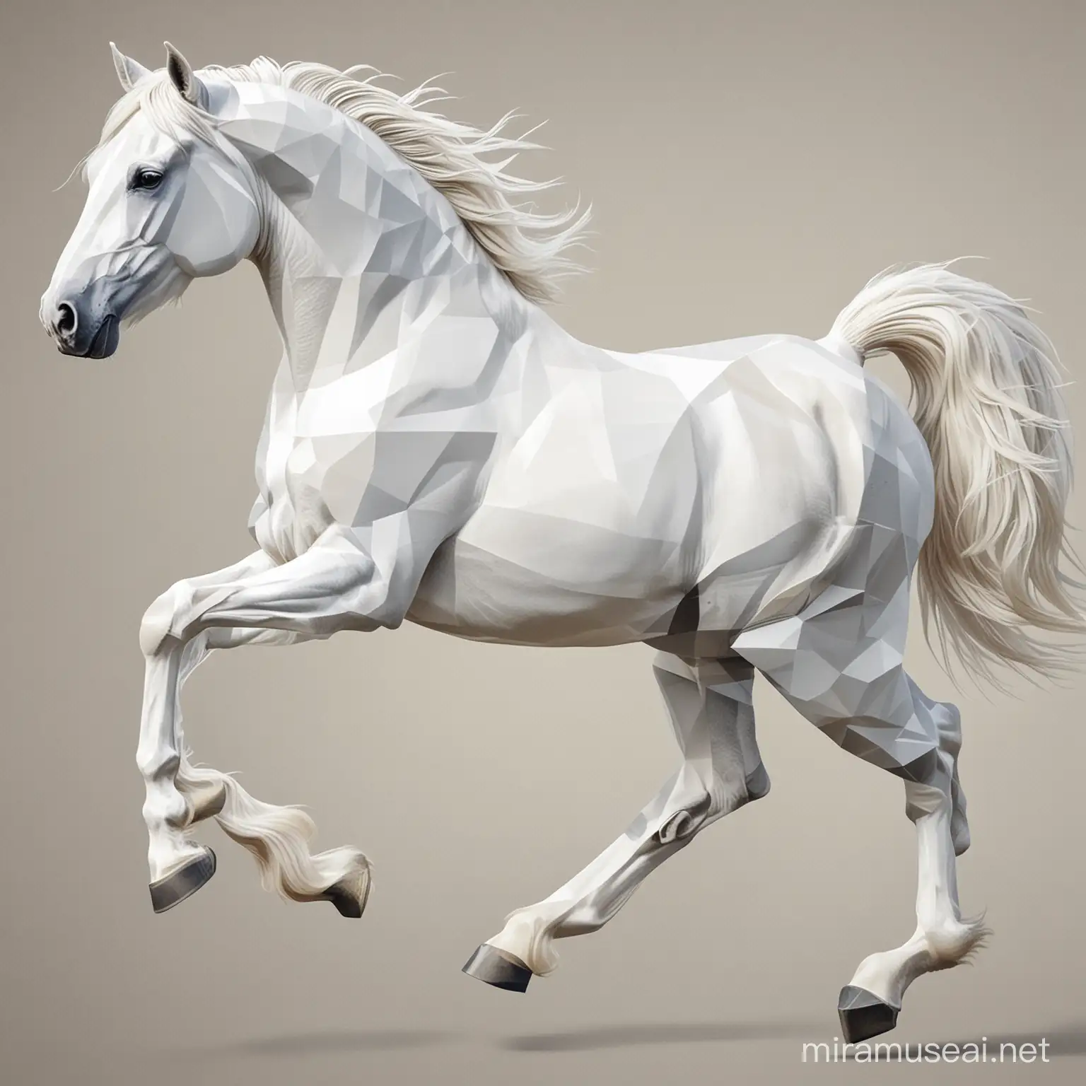 Dynamic Geometric White Horse in Motion