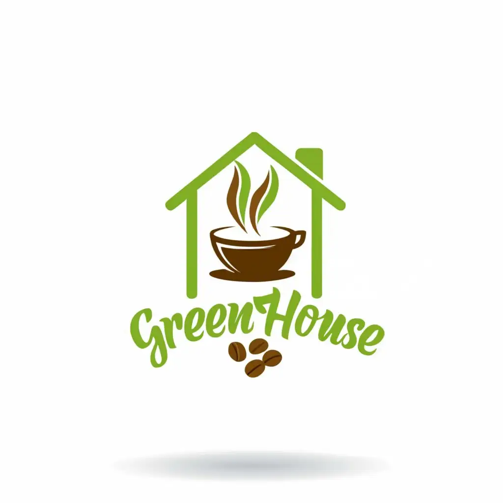logo, a coffee, with the text "Green house", typography, be used in Restaurant industry
