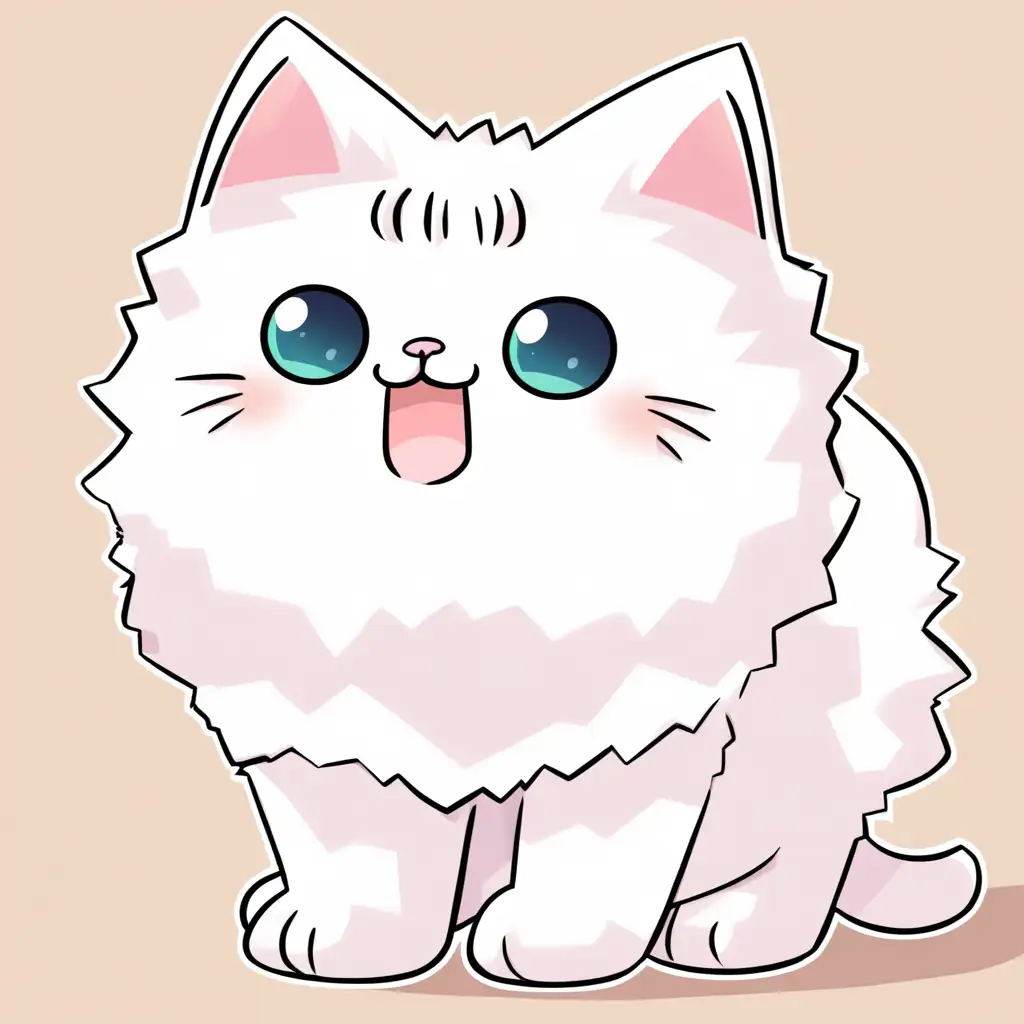 Adorable Fluffy Cat Cartoon in Playful Poses