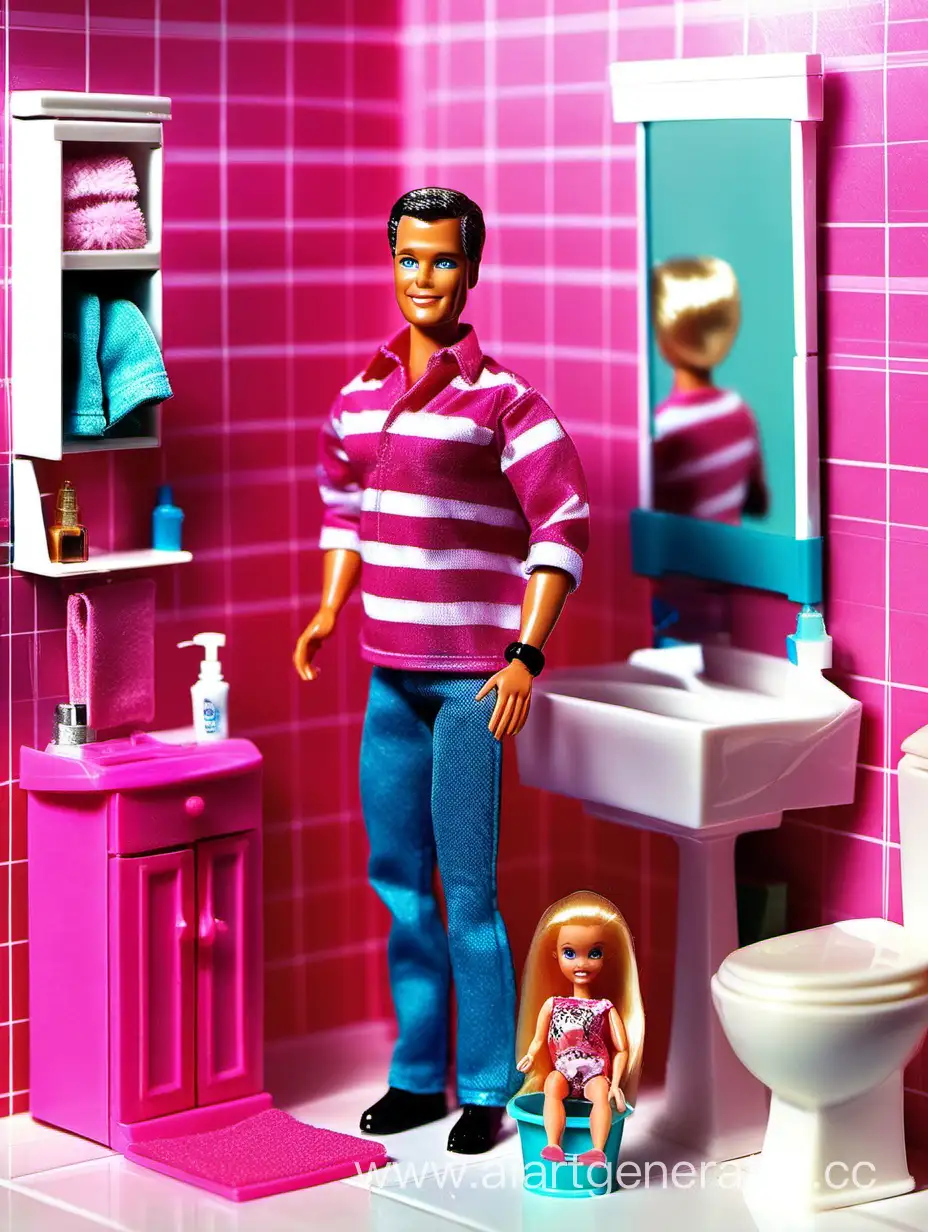 Fatherly-Moments-Barbie-Makeover-in-the-Bathroom