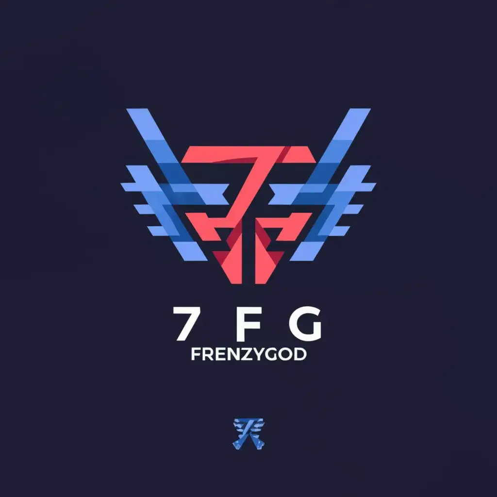 LOGO-Design-For-7FrenzyGod-Minimalistic-Dragon-Theme-in-Blue-and-Red