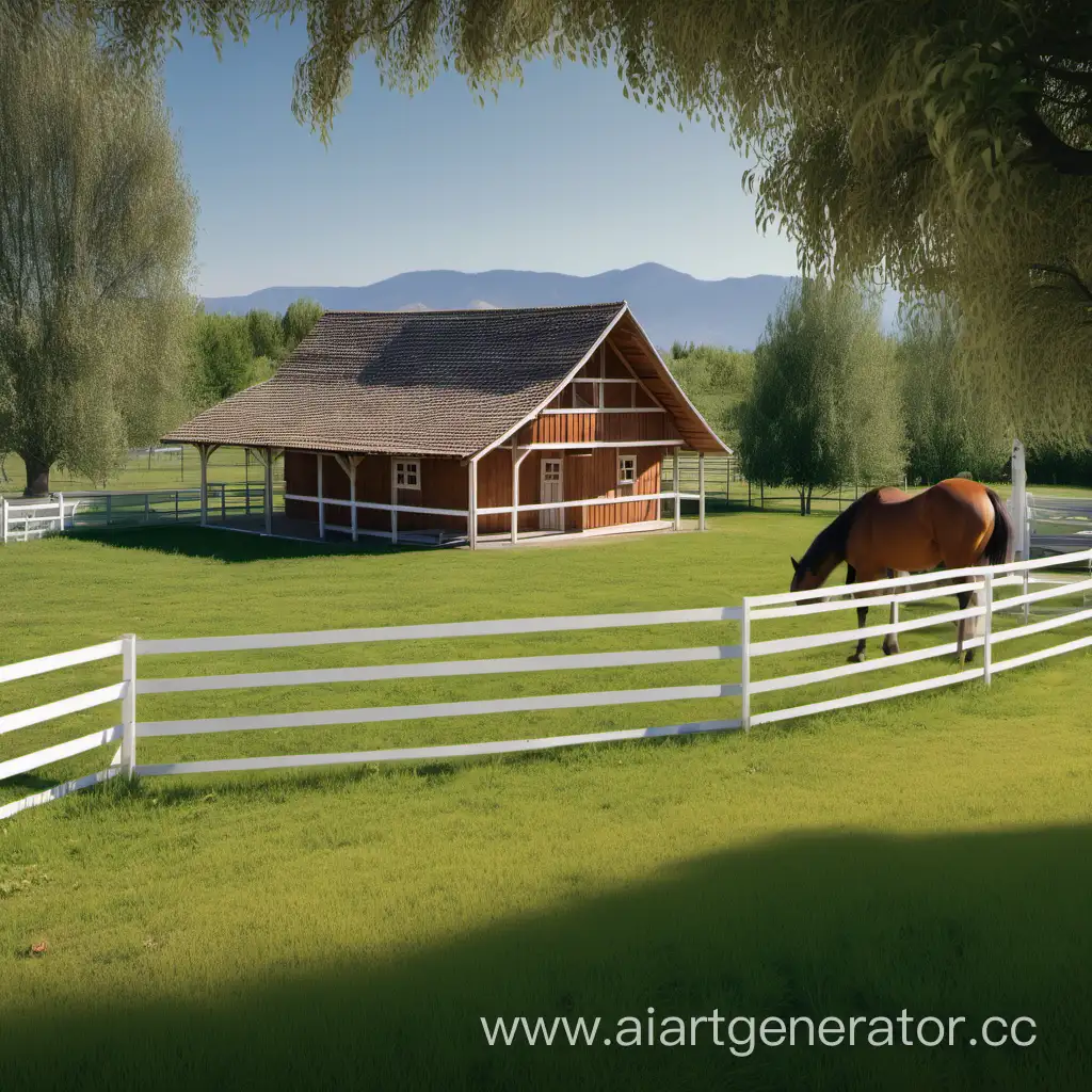 Serene-Ranch-Landscape-with-Wooden-House-Apple-Tree-and-Stables