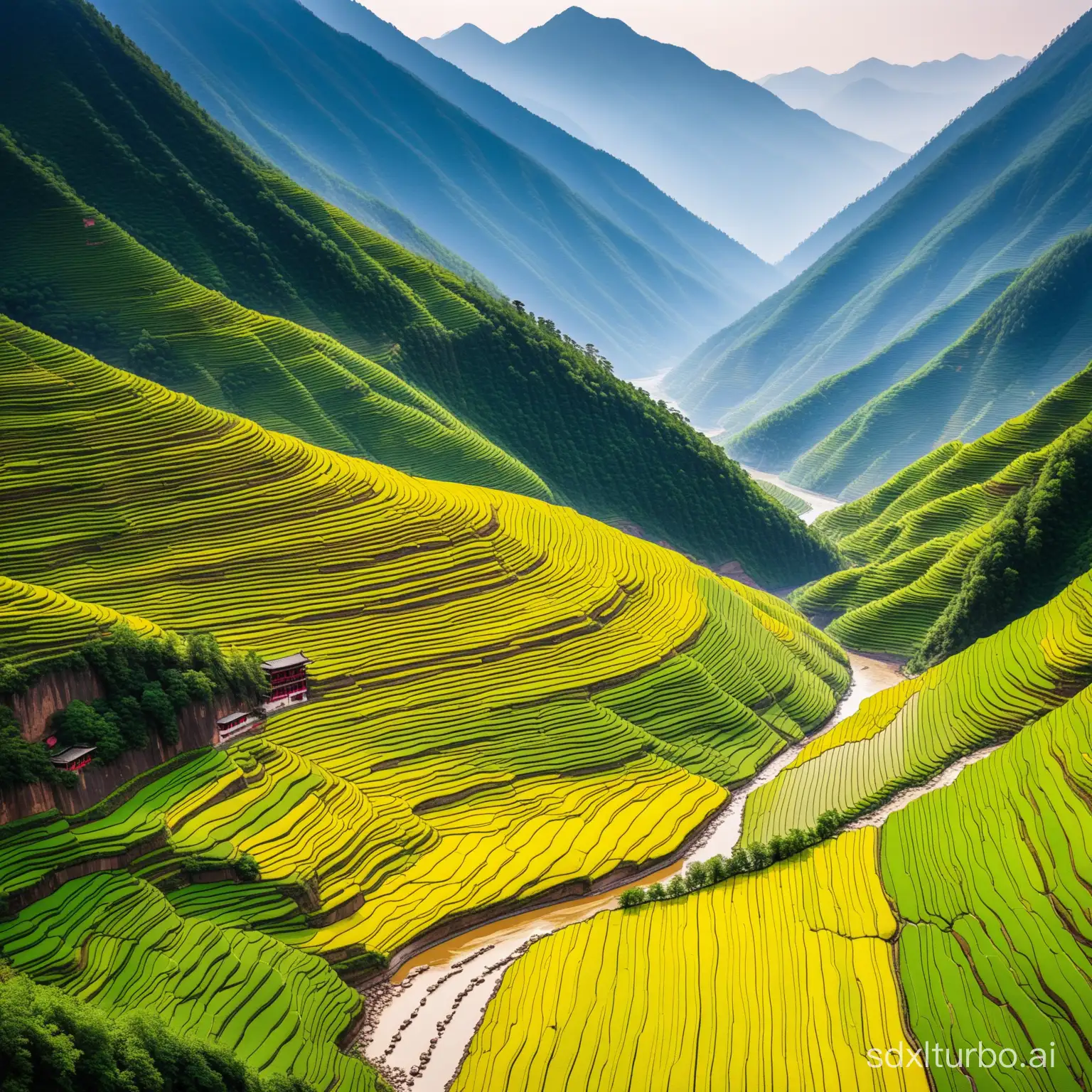 Vibrant-Sichuan-Landscape-with-Misty-Mountains-and-Serene-Rivers