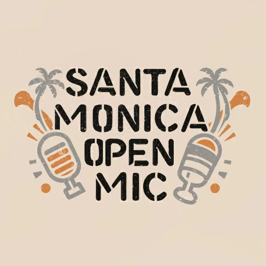 a logo design,with the text "Santa Monica Open Mic", main symbol:no symbol,Moderate,clear background