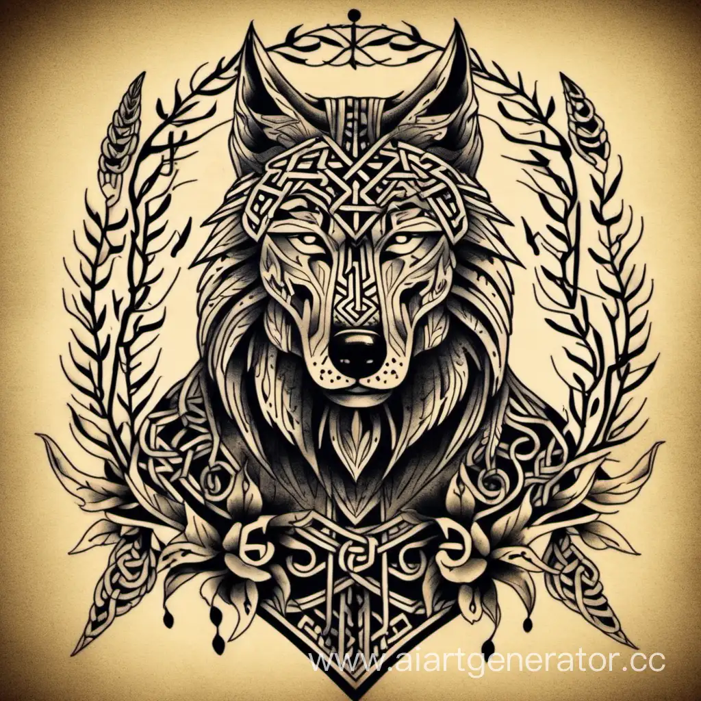 Ancient-Slavic-Tattooed-Man-with-a-Loyal-Wolf-Companion