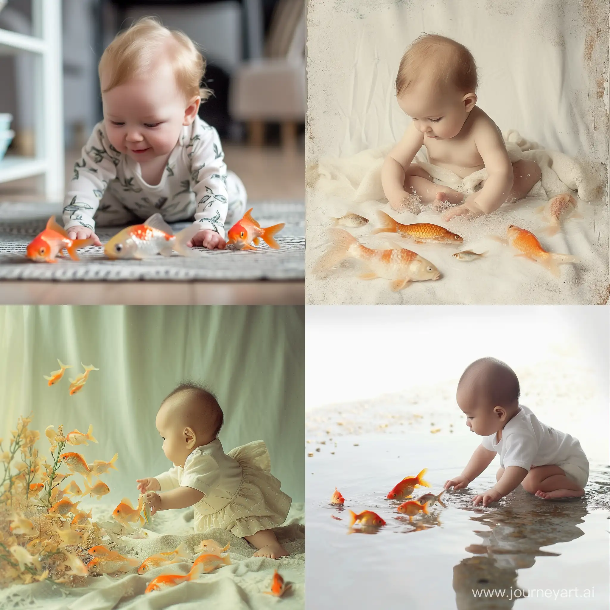 Joyful-Baby-Playing-with-Colorful-Fish