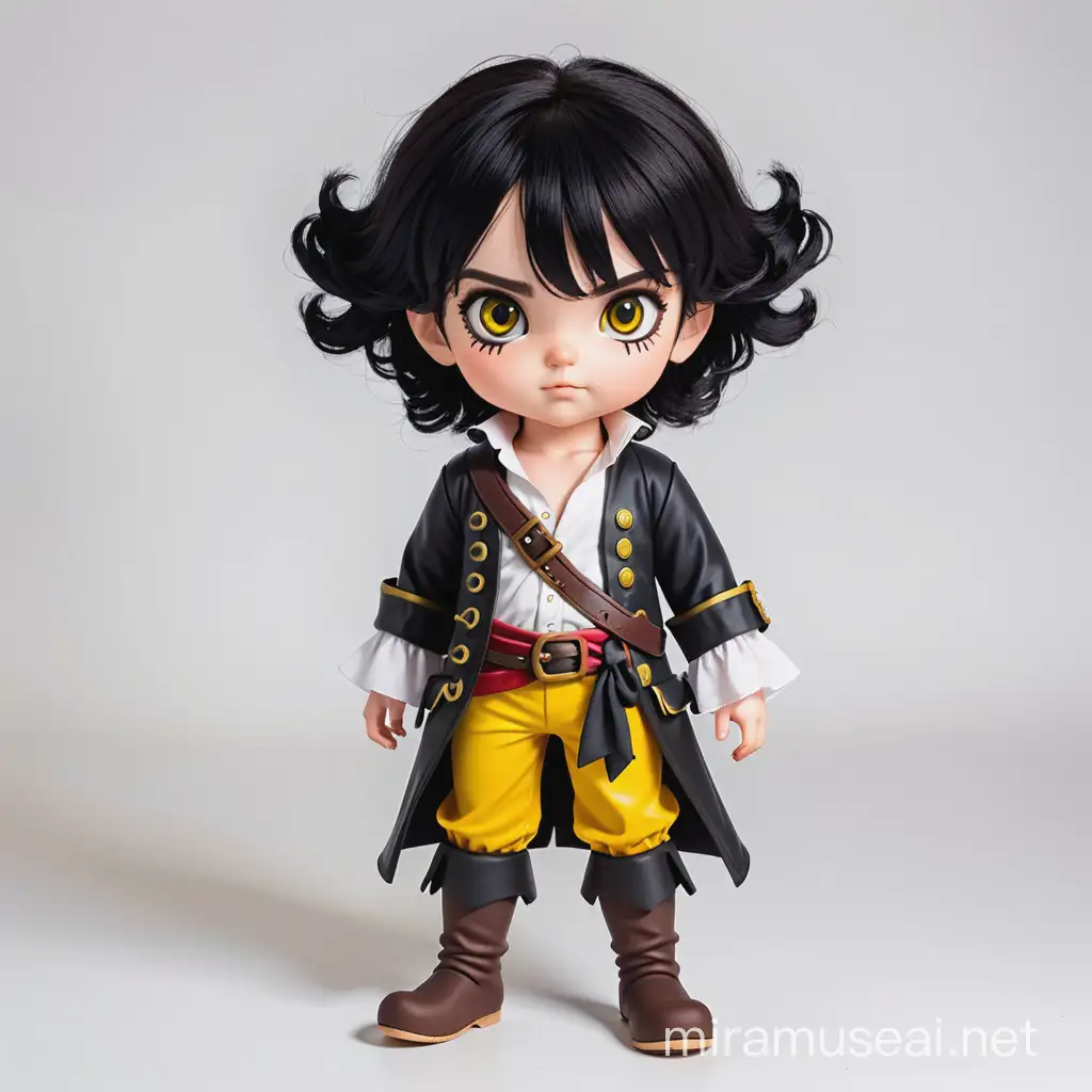 Charismatic Pirate with Black Hair and Yellow Eyes on Wooden Legs