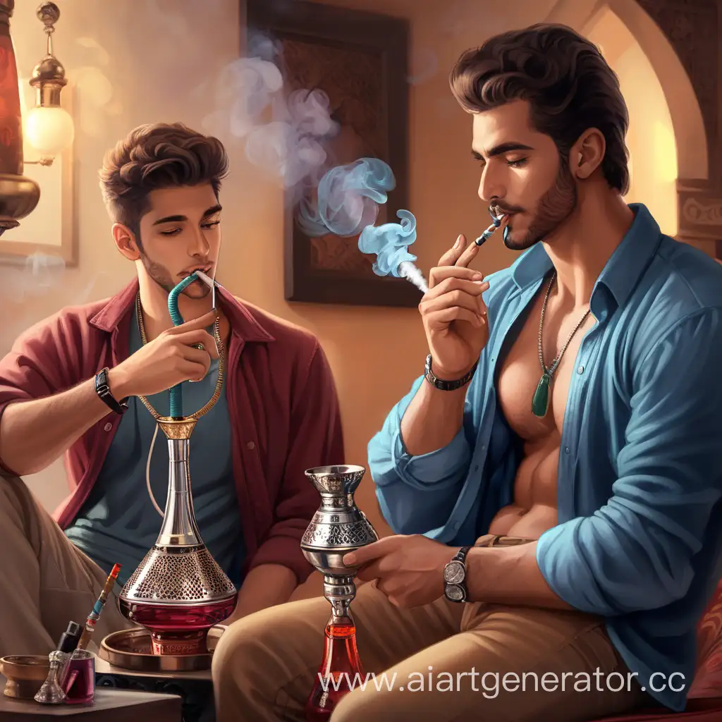 Stylish-Man-Enjoying-Hookah-Time-with-Uncle