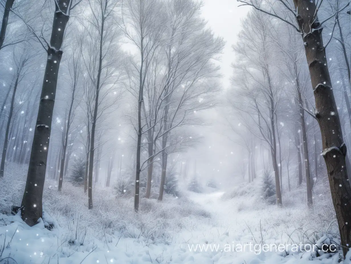 новогодний фон 
лес идет снег 