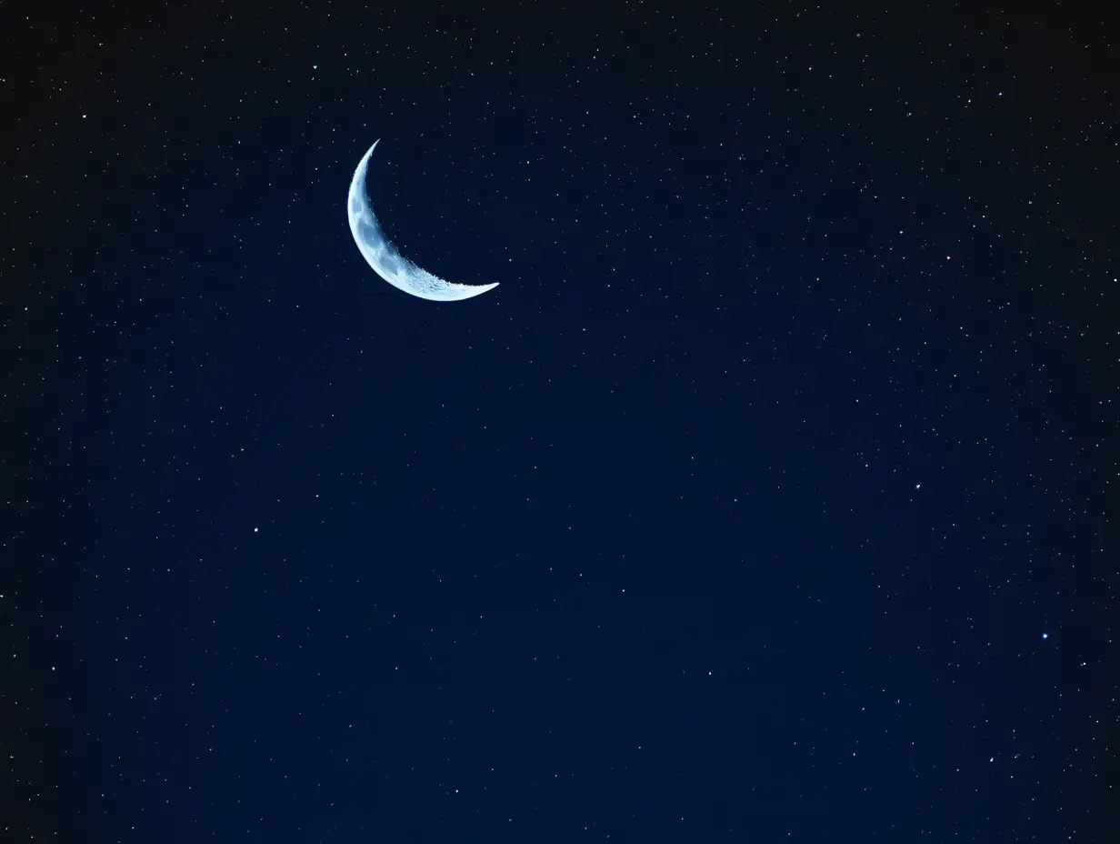 Starry Night Sky with Half Moon