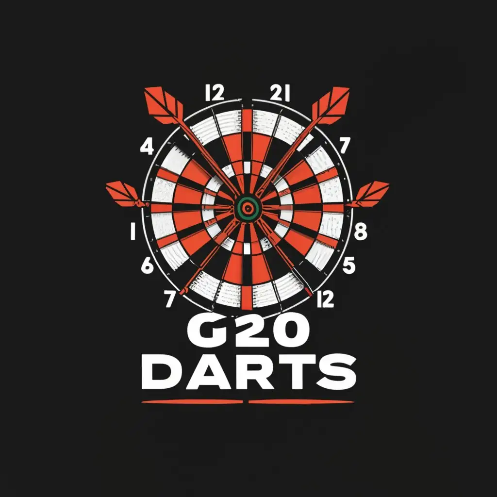 a logo design,with the text "G20 Darts", main symbol:a dartboard and darts,complex,be used in Retail industry,clear background