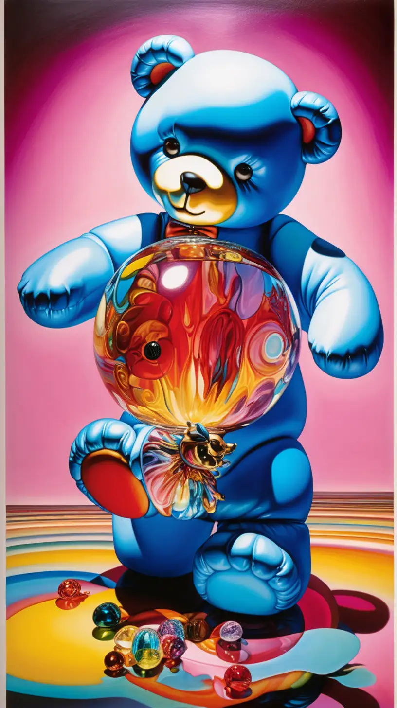 SciFi Teddy Bear Futuristic Art with Cinematic Light and Glass Paint
