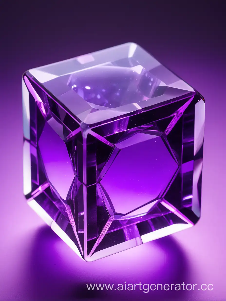 инопланетный многогранный фиолетовый стеклянный куб