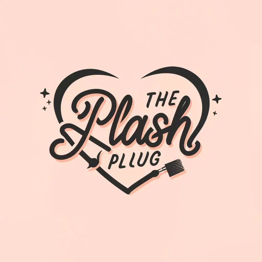 logo, heart font, with the text "the lash plug", typography, be used in Beauty Spa industry