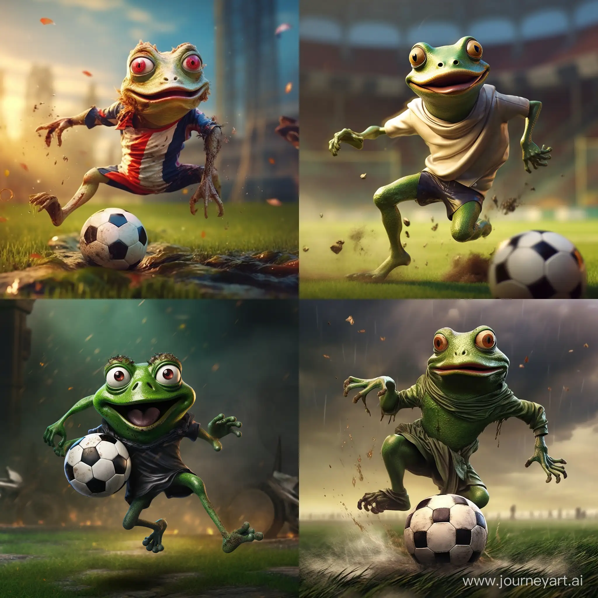 Energetic-Frog-Engages-in-Football-Fun