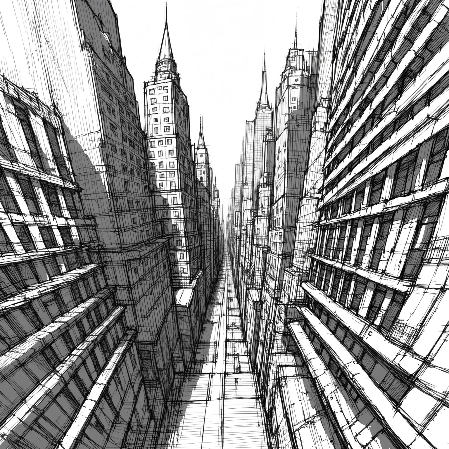3 point perspective city sketch explorer style
