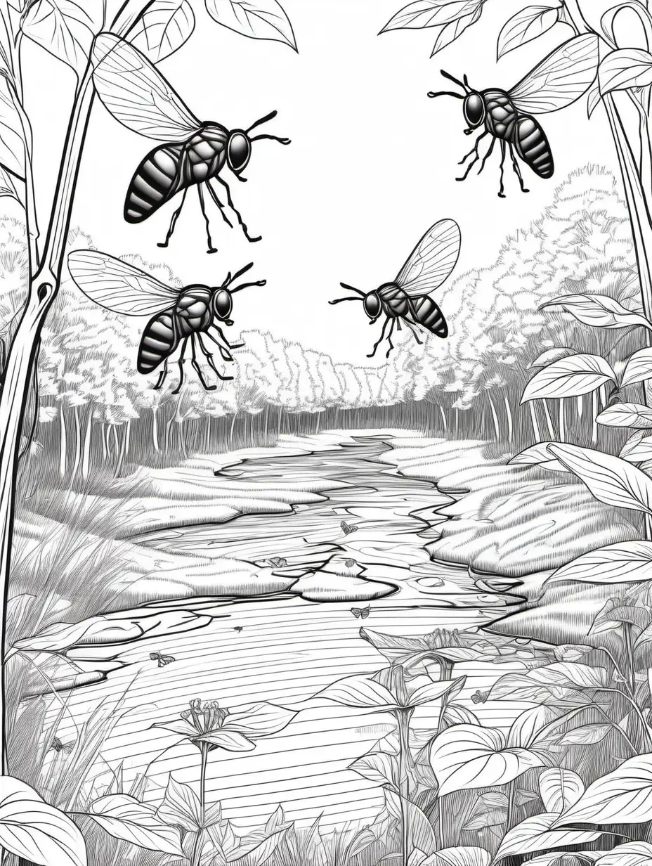 Horseflies Habitat Vector Illustration Ready for Coloring