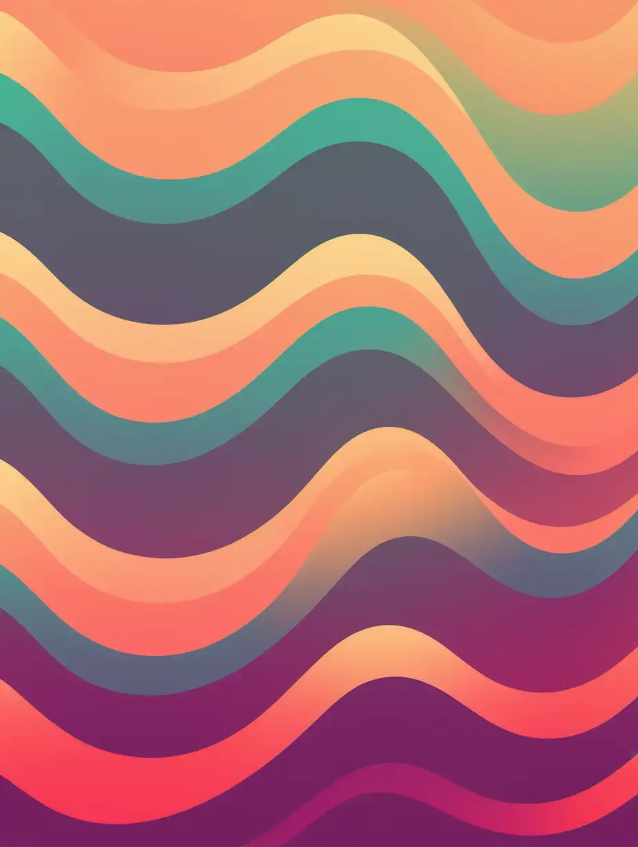 Nostalgic Retro Color Gradient Waves Art