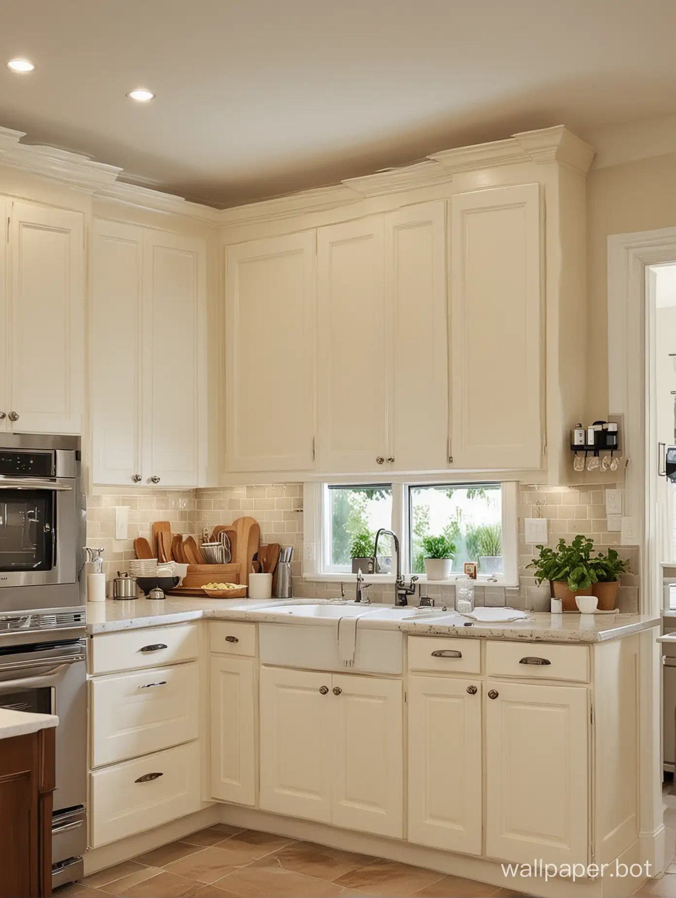 Generate a kitchen, requiring a lighter color, just need one kitchen