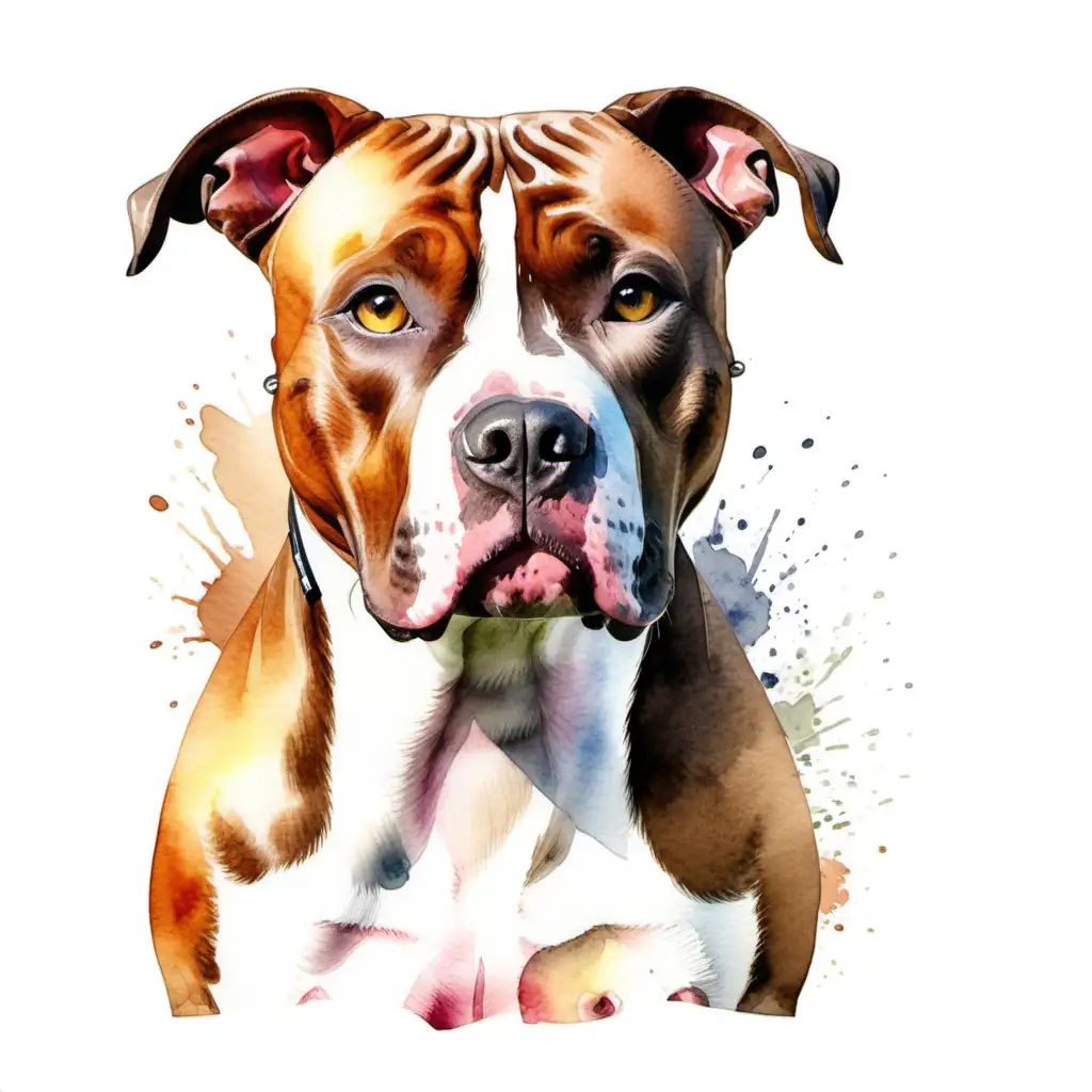 Watercolor American Staffordshire Terrier isolated on white background